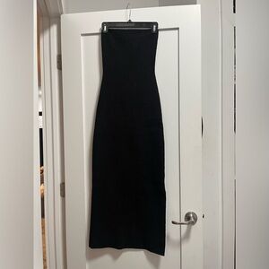 Black Strapless Midi Dress